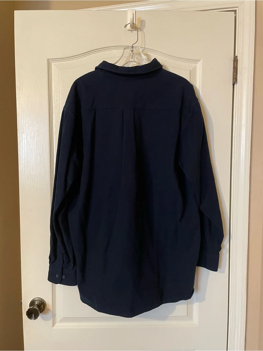 LL Bean Chamois Cloth Shirt Mens XL Regular Navy Blue Heavyweight Cotton Flannel